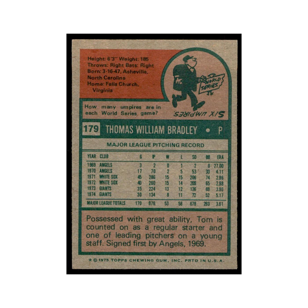 1975 Topps Tom Bradley Giants #179
