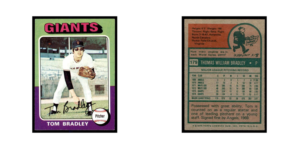 1975 Topps Tom Bradley Giants #179