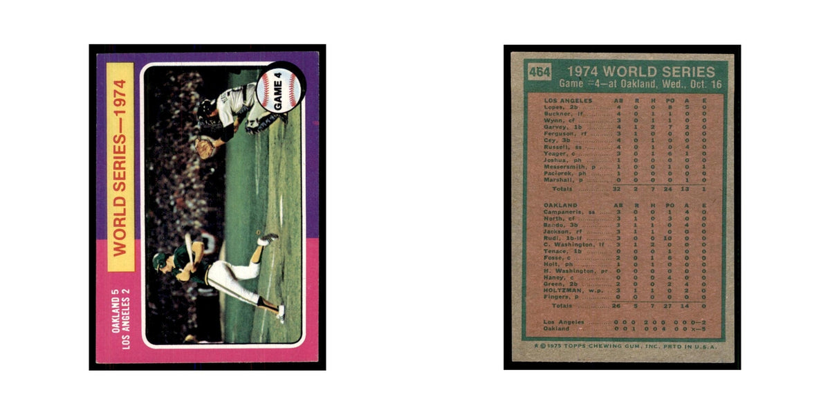 1975 Topps World Series Game 4 Oakland Athletics/Los Angeles Dodgers #464