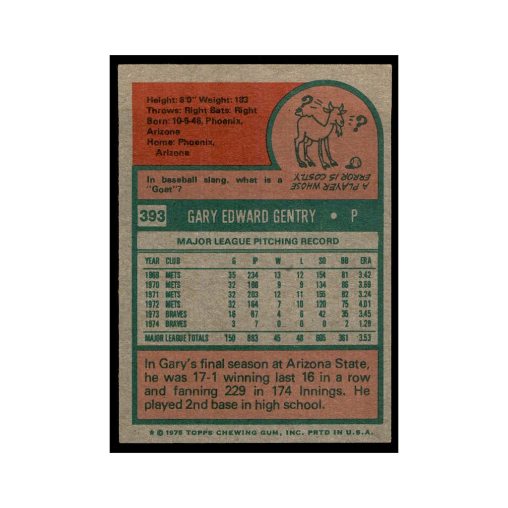 1975 Topps Gary Gentry Braves #393