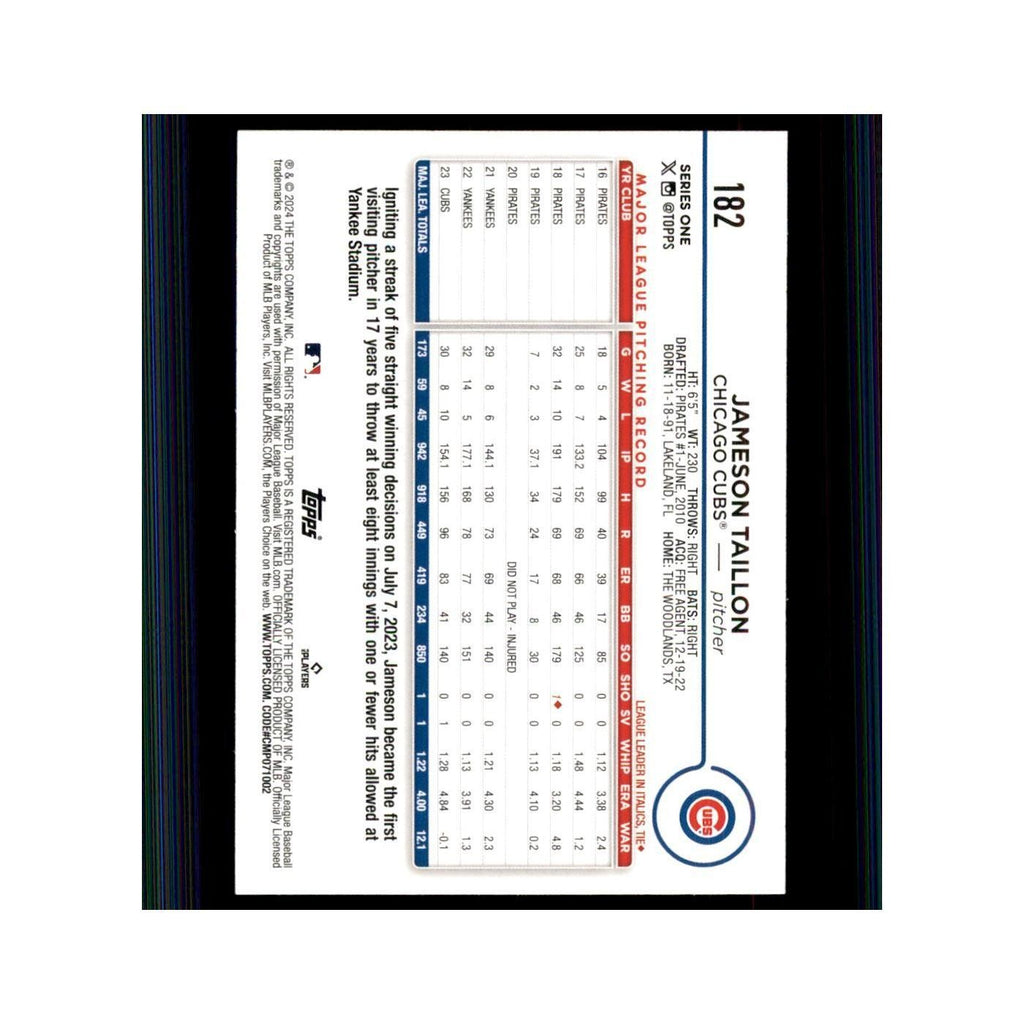 2024 Topps Series 1 Jameson Taillon Cubs #182