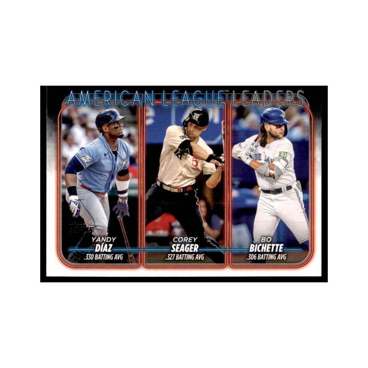 2024 Topps Series 1 Bo Bichette / Yandy Diaz / Corey Seager 1 AL Batting AVG
