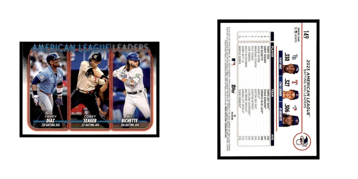 2024 Topps Series 1 Bo Bichette / Yandy Diaz / Corey Seager 1 AL Batting AVG