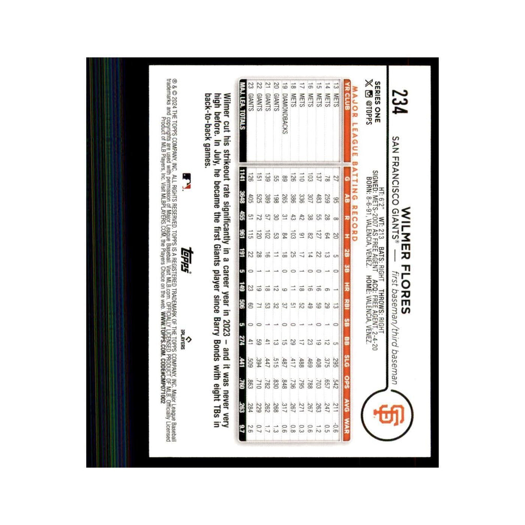 2024 Topps Series 1 Wilmer Flores Giants #234