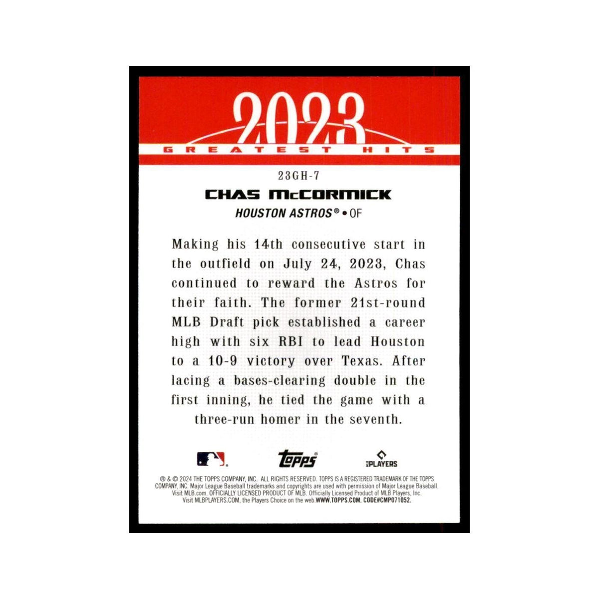 2024 Topps Series 1 Chas McCormick Astros #23GH-7