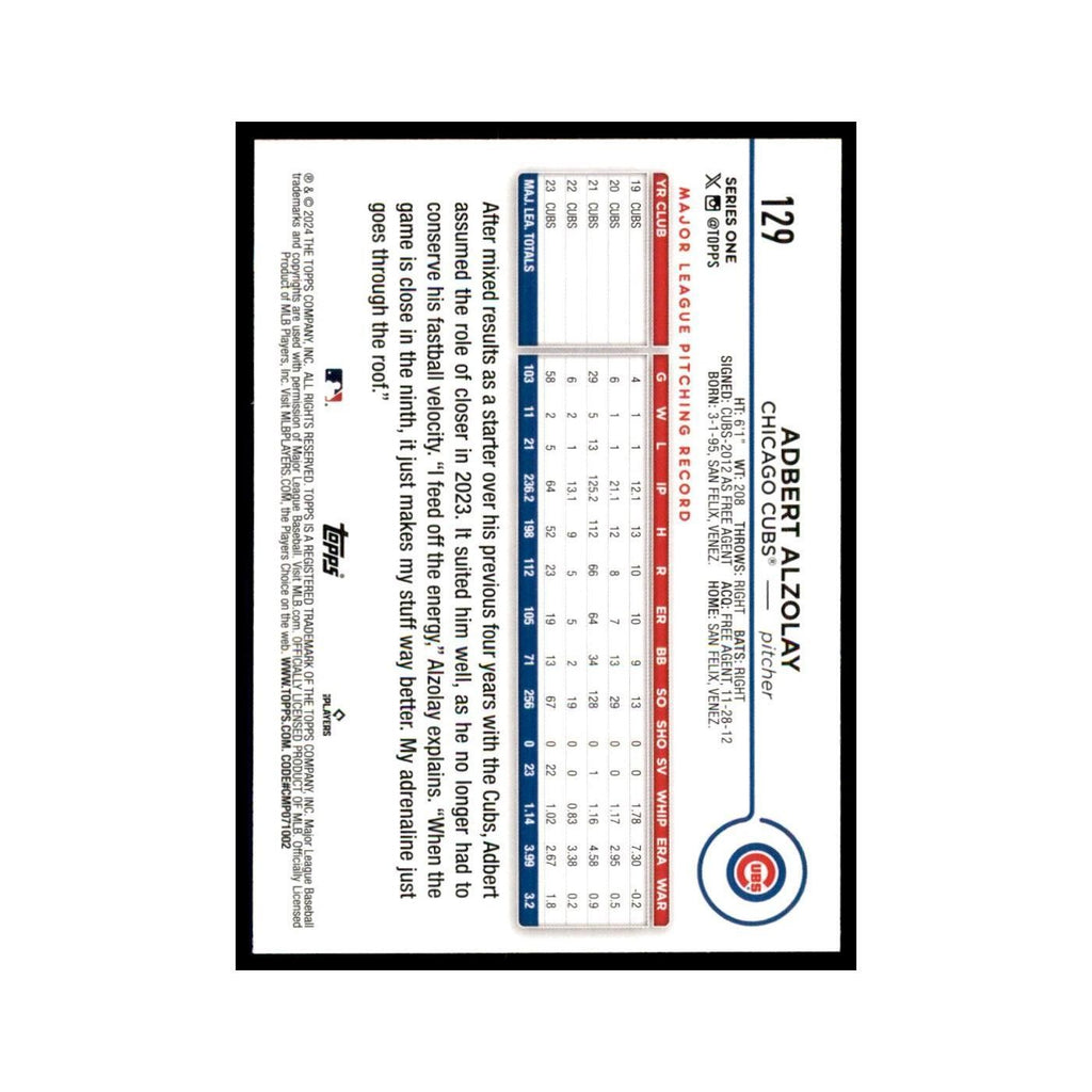 2024 Topps Series 1 Adbert Alzolay Cubs #129