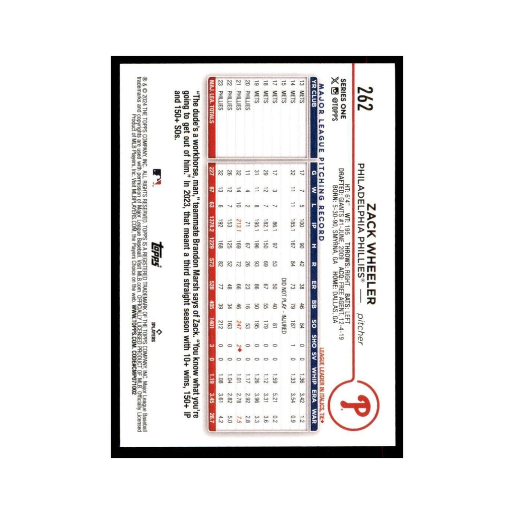 2024 Topps Series 1 Zack Wheeler Phillies #262