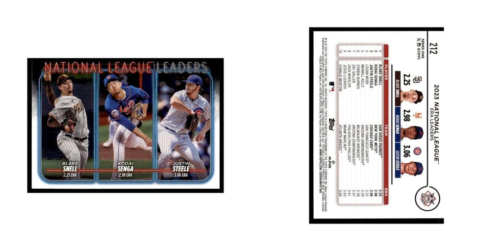 2024 Topps Series 1 Justin Steele / Blake Snell / Kodai Senga NL ERA Leaders