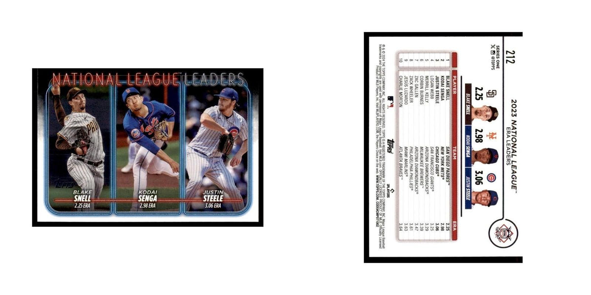 2024 Topps Series 1 Justin Steele / Blake Snell / Kodai Senga NL ERA Leaders
