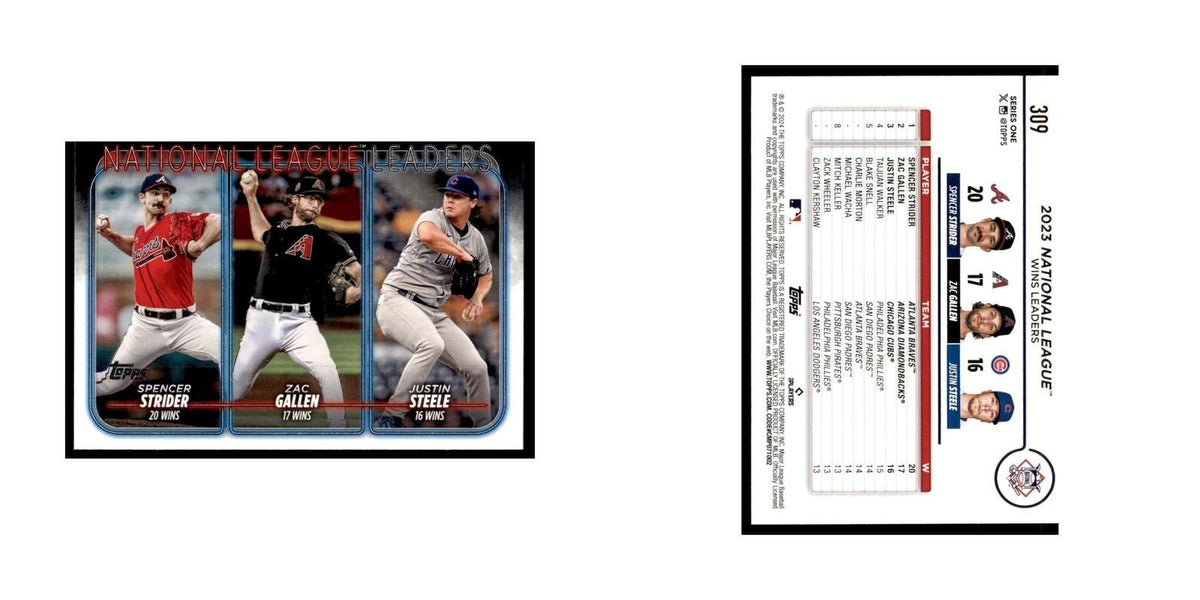 2024 Topps Series 1 Justin Steele / Zac Gallen / Spencer Strider NL Wins Leaders