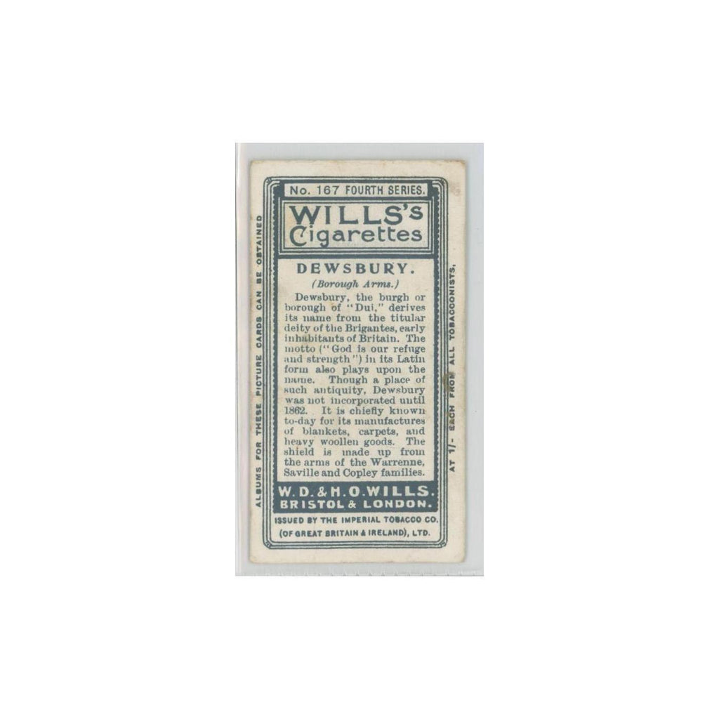 1905 Wills's Cigarettes Borough Arms Dewsbury #167