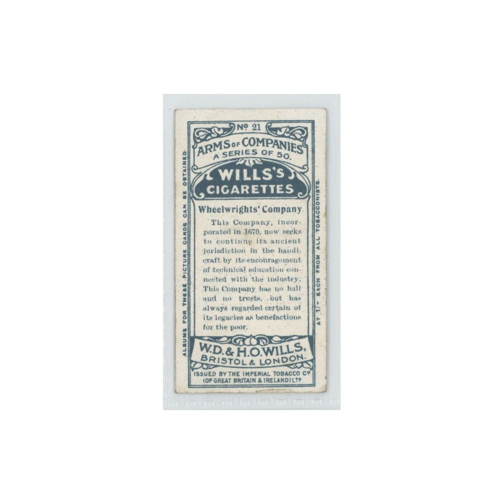 1913 Wills's Cigarettes Arms of Companies Wheelwrights' #21