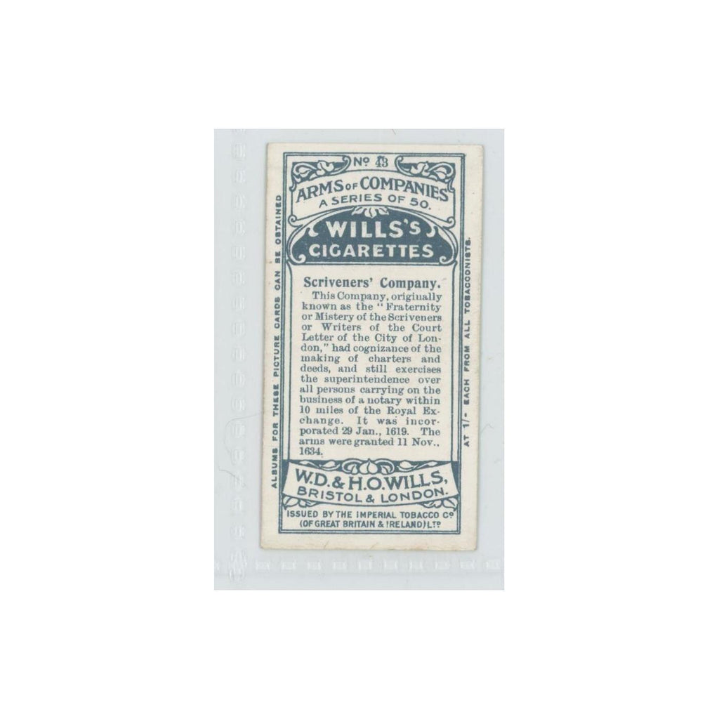 1913 Wills's Cigarettes Arms of Companies Scriveners' #43