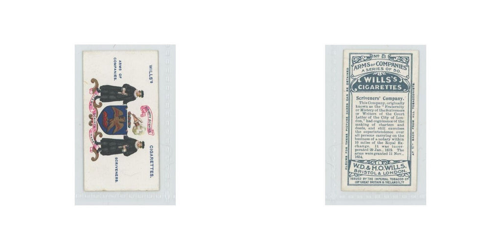 1913 Wills's Cigarettes Arms of Companies Scriveners' #43