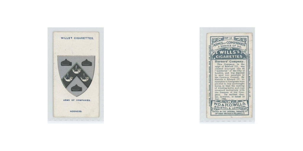 1913 Wills's Cigarettes Arms of Companies Horners' #18
