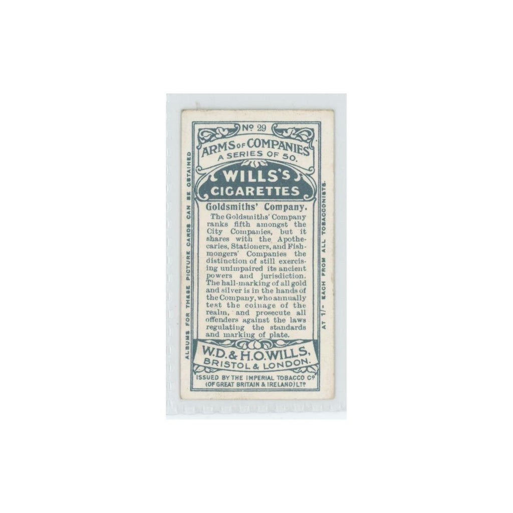 1913 Wills's Cigarettes Arms of Companies Goldsmiths' #29