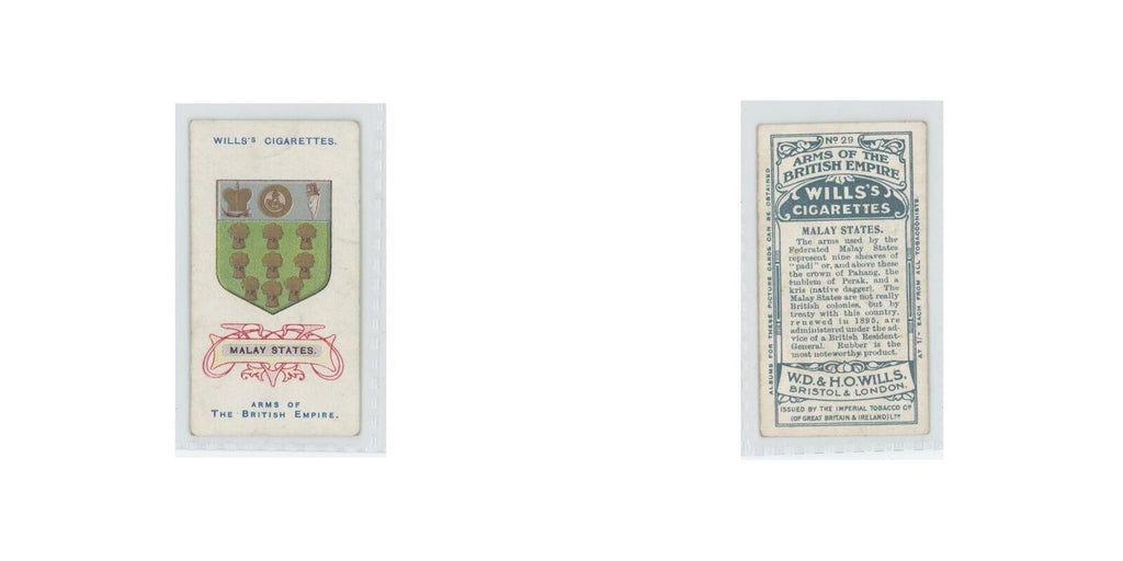 1910 Wills's Cigarettes Arms of British Empire Malay States #29