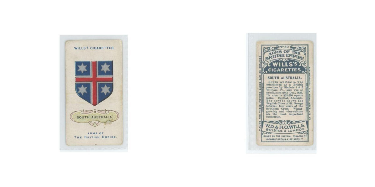 1910 Wills's Cigarettes Arms of British Empire South Australia #50