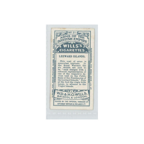 1910 Wills's Cigarettes Arms of British Empire Leeward Islands #21