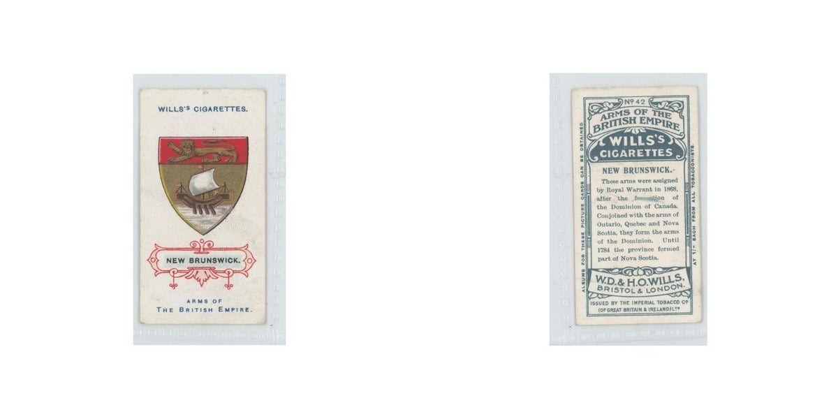 1910 Wills's Cigarettes Arms of British Empire New Brunswick #42