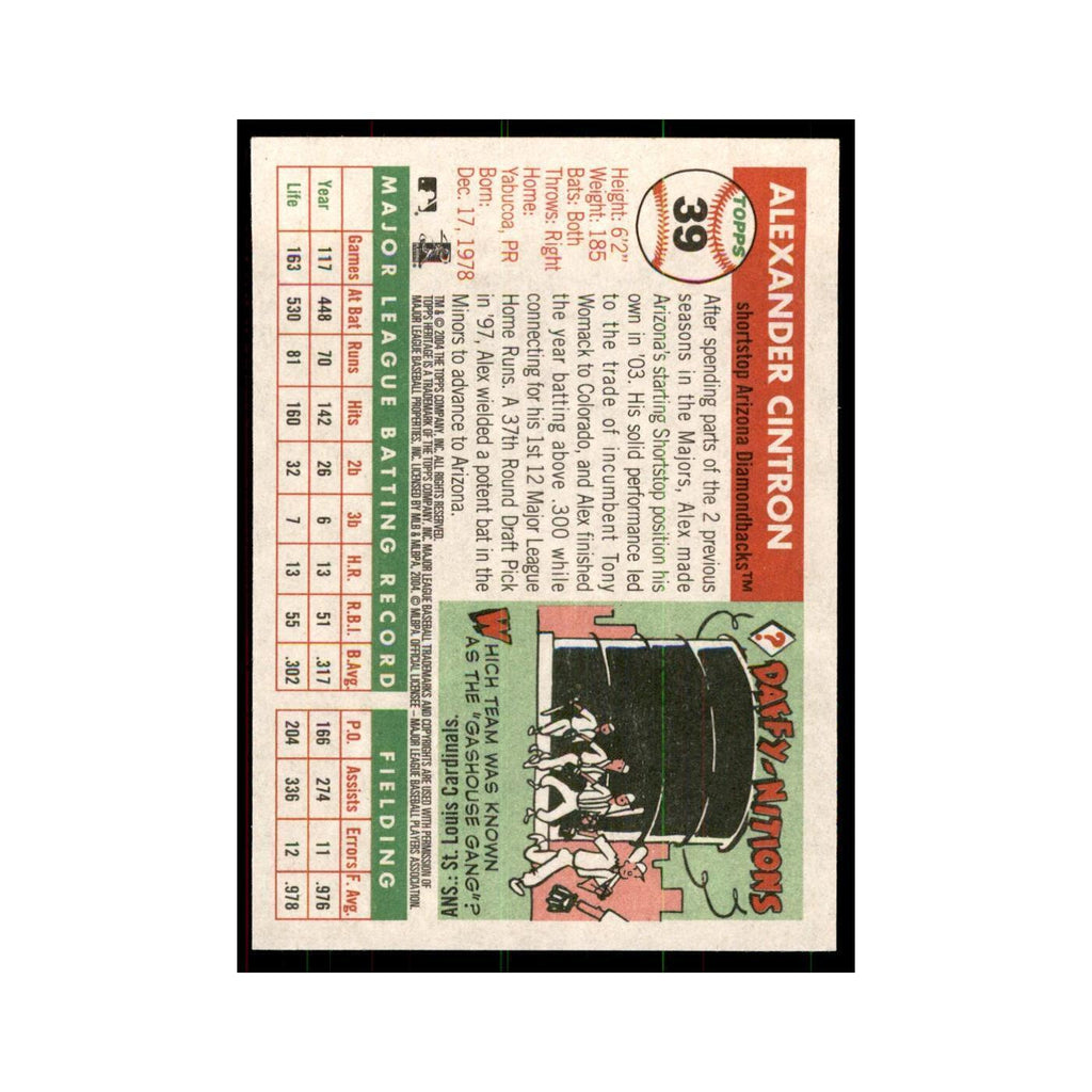 2004 Topps Heritage Alex Cintron Diamondbacks #39
