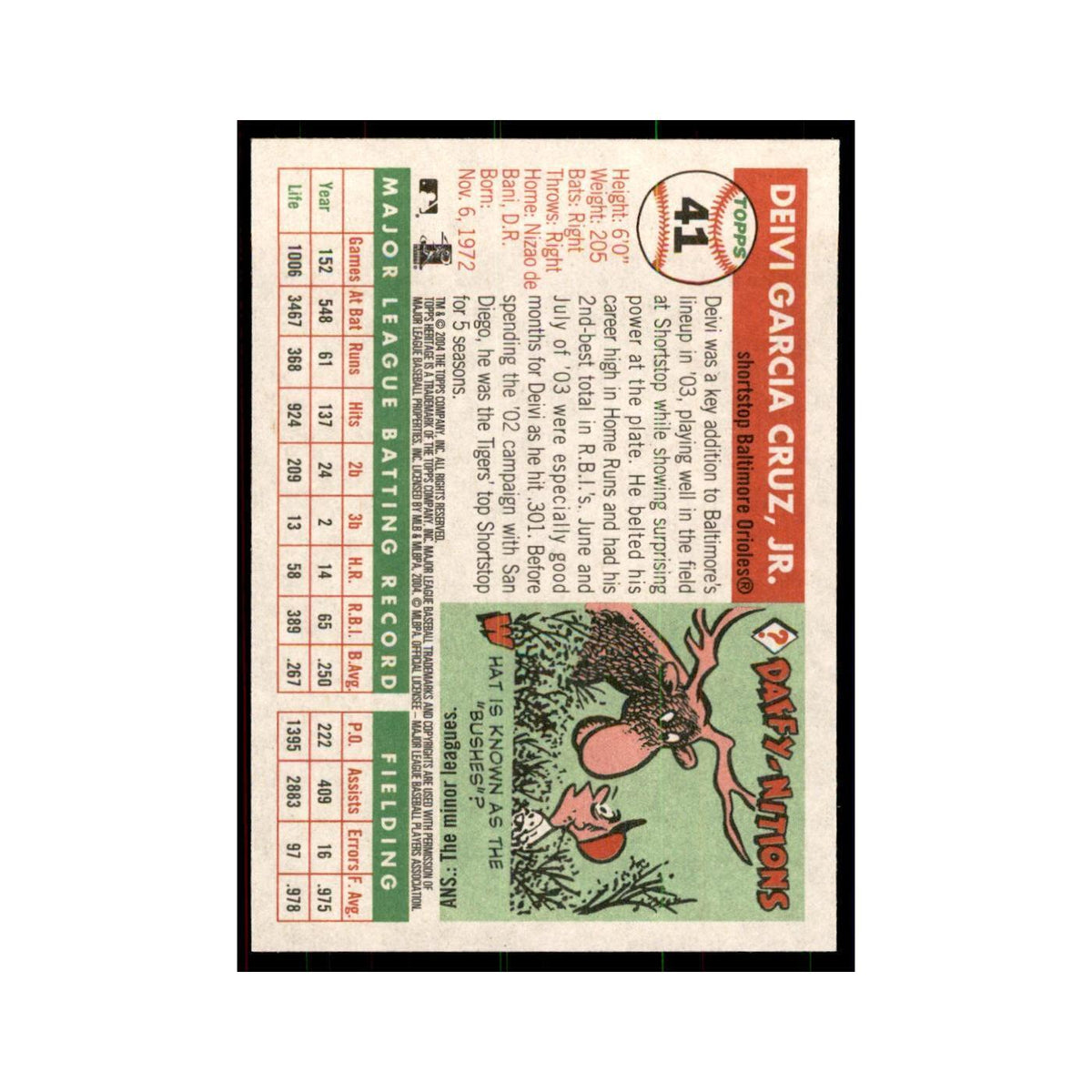 2004 Topps Heritage Deivi Cruz Orioles #41