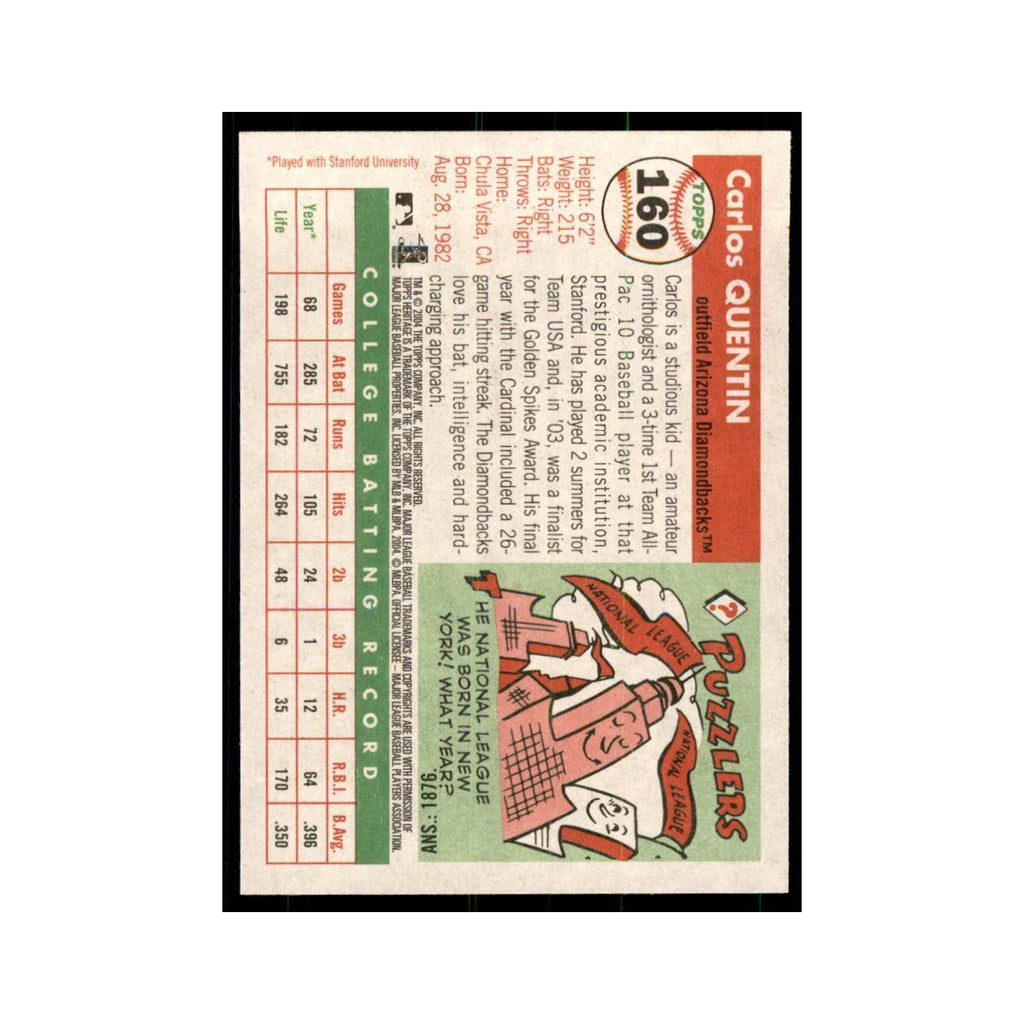 2004 Topps Heritage Carlos Quentin RC Diamondbacks #160