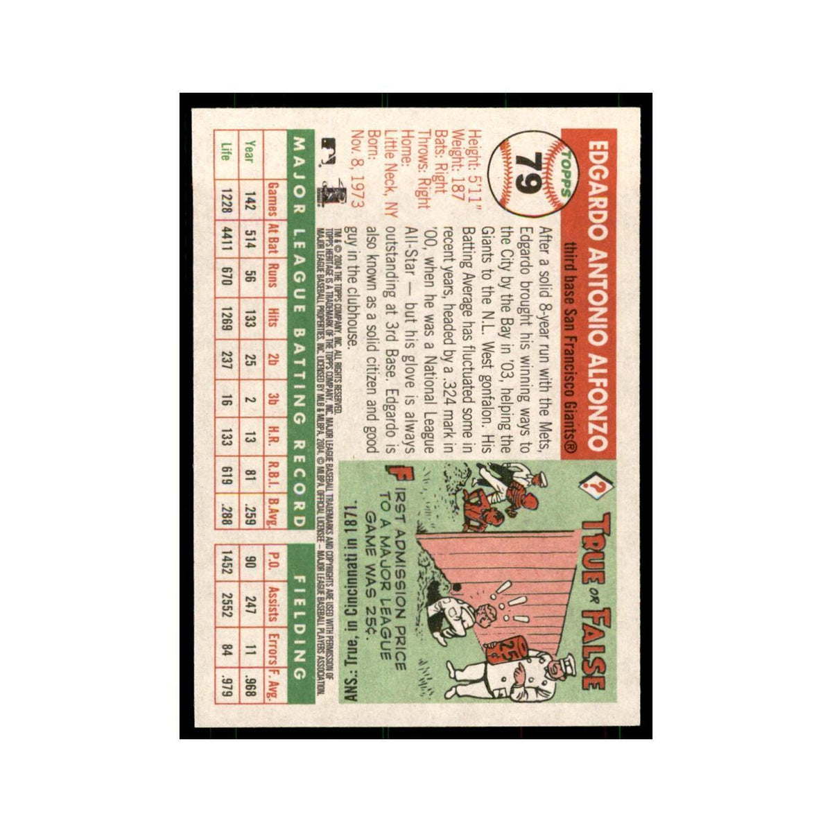 2004 Topps Heritage Edgardo Alfonzo Giants #79