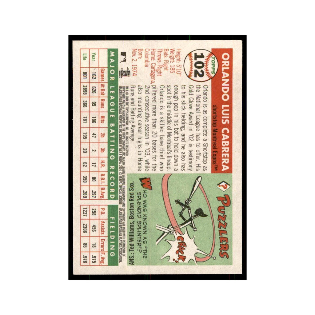 2004 Topps Heritage Orlando Cabrera Montreal Expos #102
