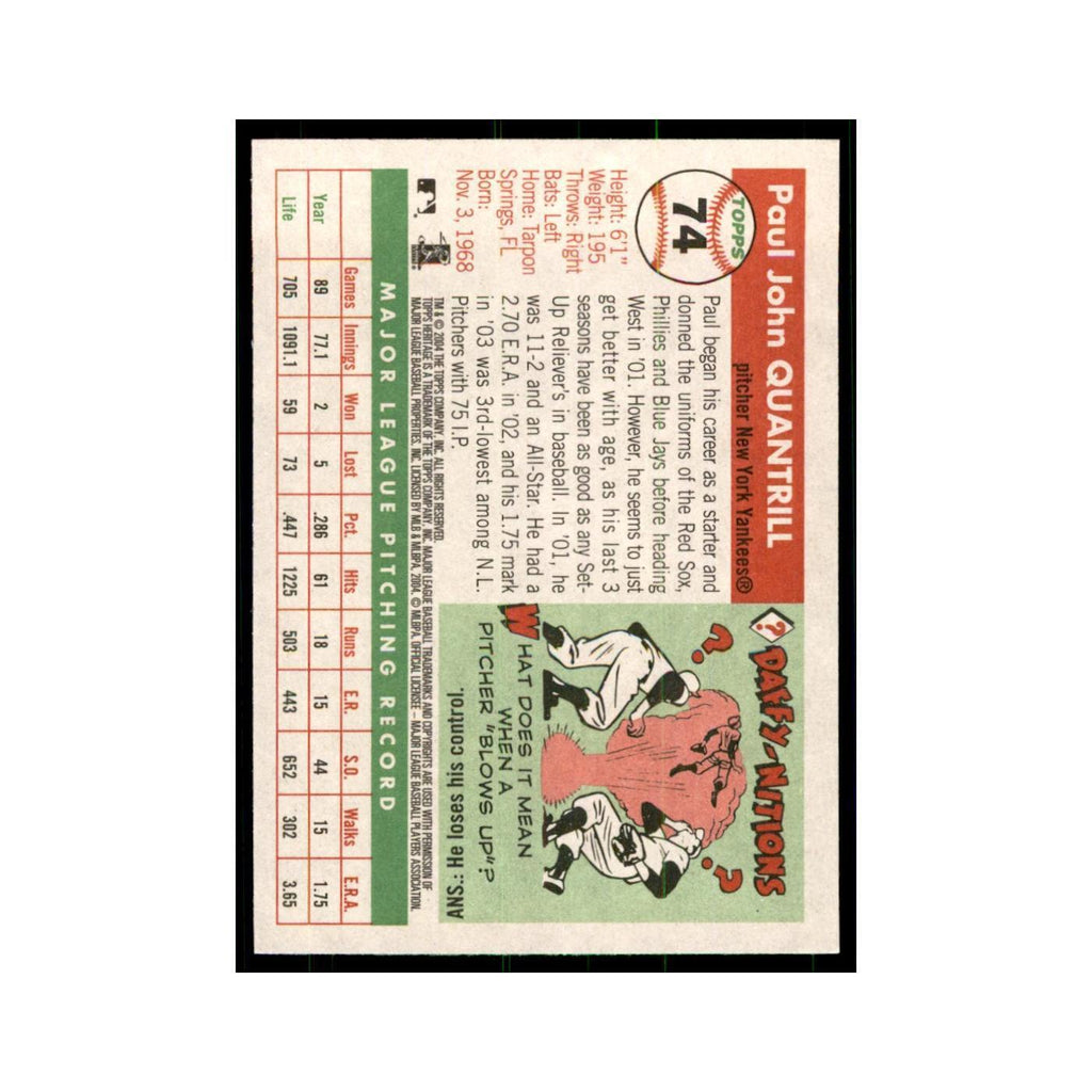 2004 Topps Heritage Paul Quantrill Yankees #74