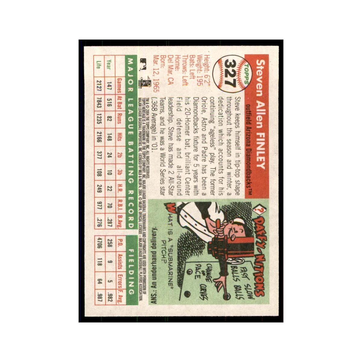 2004 Topps Heritage Steve Finley Diamondbacks #327