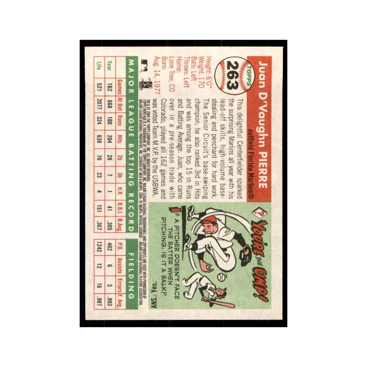 2004 Topps Heritage Juan Pierre Florida Marlins #263