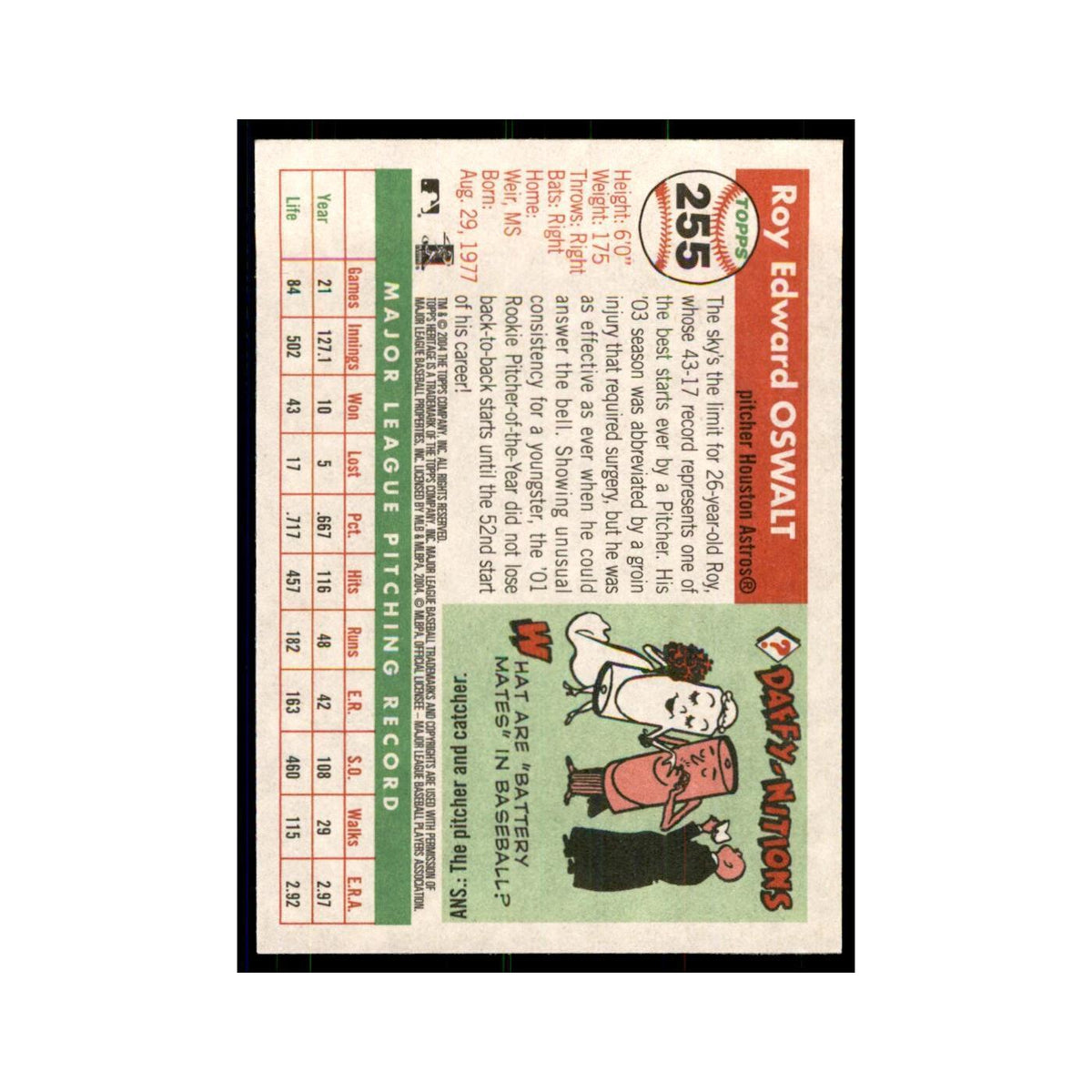 2004 Topps Heritage Roy Oswalt Astros #255