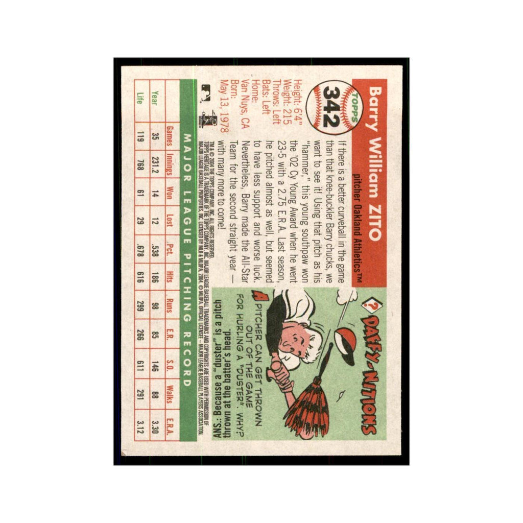 2004 Topps Heritage Barry Zito Athletics #342