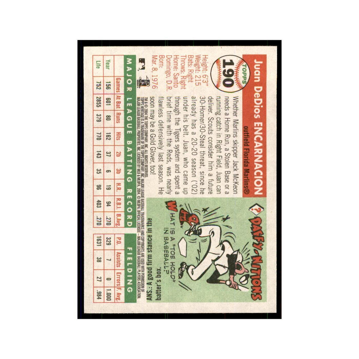 2004 Topps Heritage Juan Encarnacion Florida Marlins #190