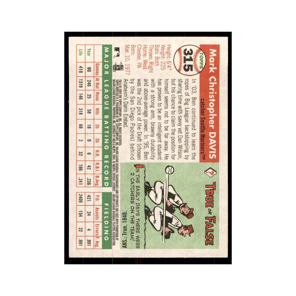 2004 Topps Heritage Ben Davis Mariners #315