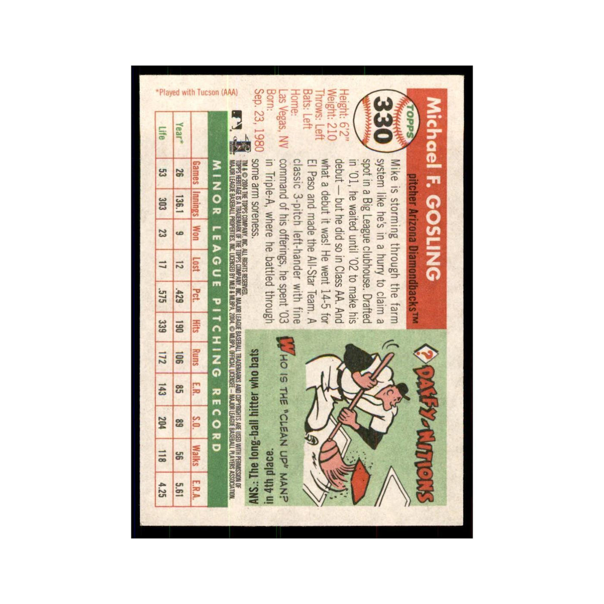 2004 Topps Heritage Mike Gosling RC Diamondbacks #330