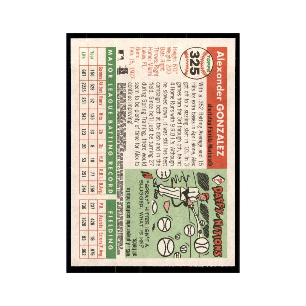 2004 Topps Heritage Alex Gonzalez Florida Marlins #325