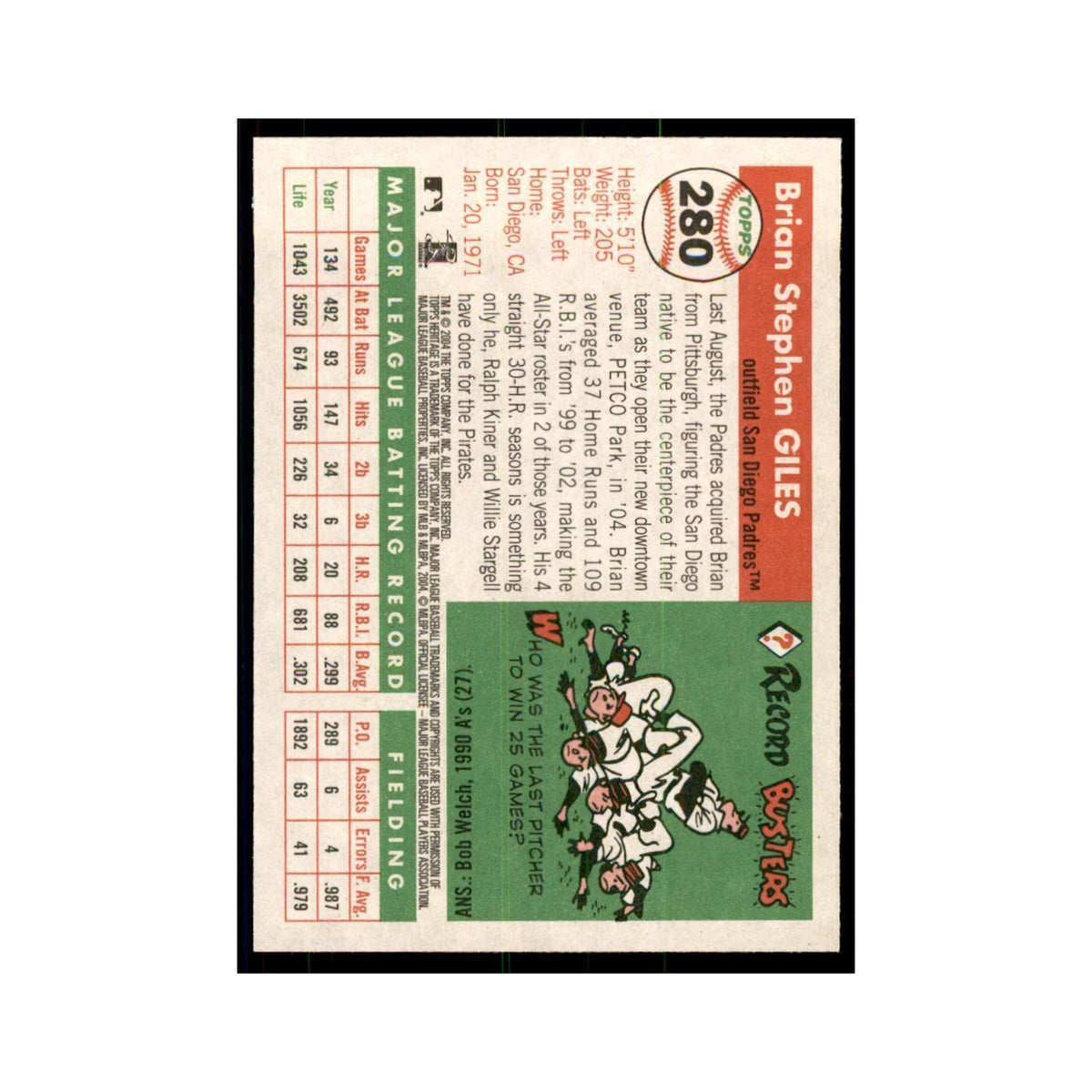 2004 Topps Heritage Brian Giles Padres #280