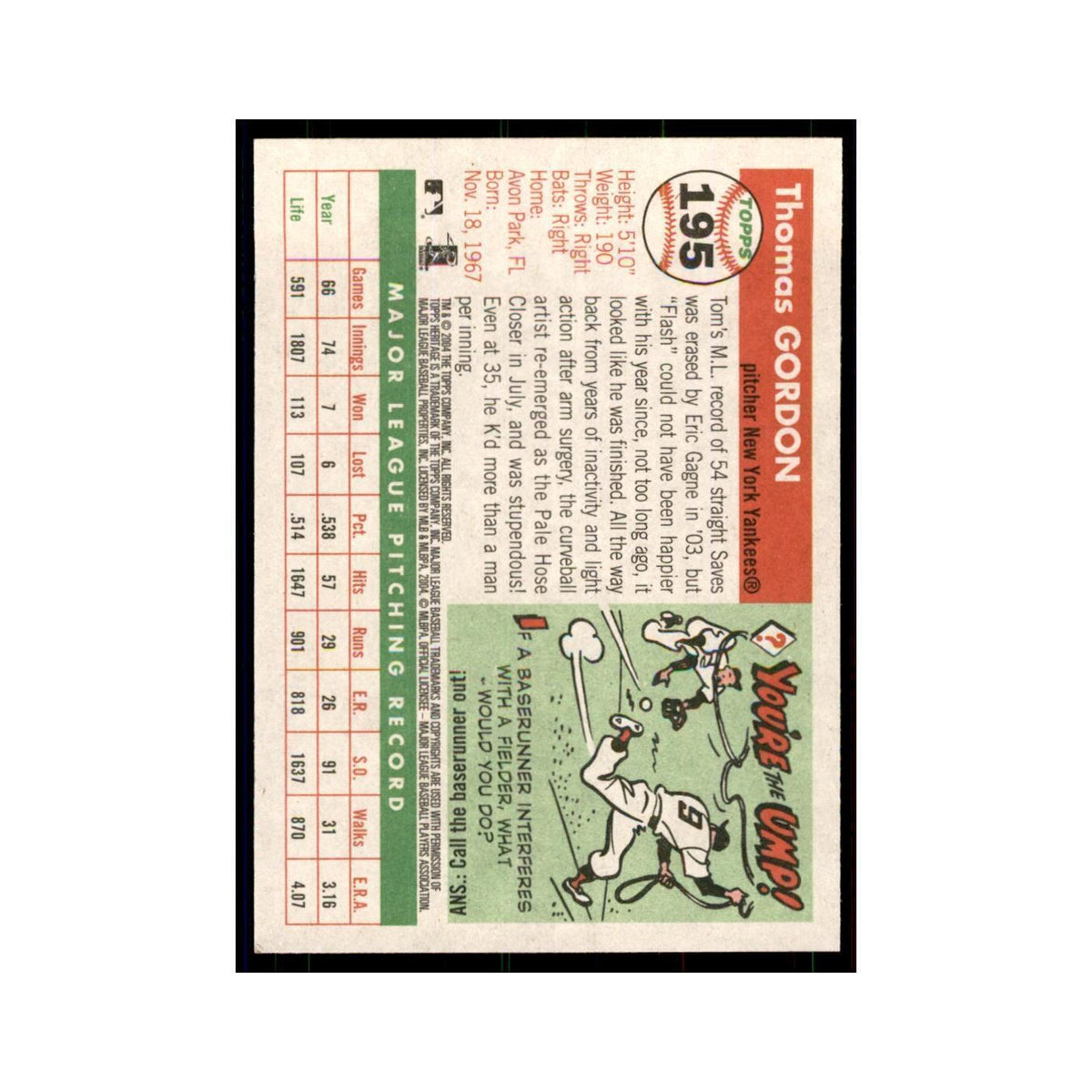 2004 Topps Heritage Flash Gordon Yankees #195
