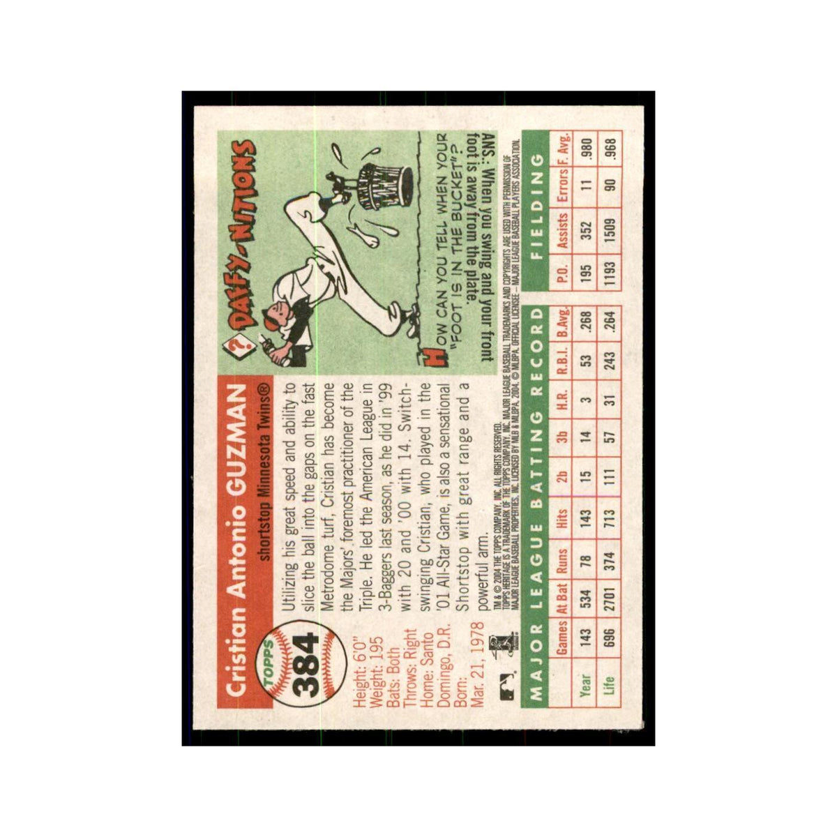 2004 Topps Heritage Cristian Guzman Twins #384