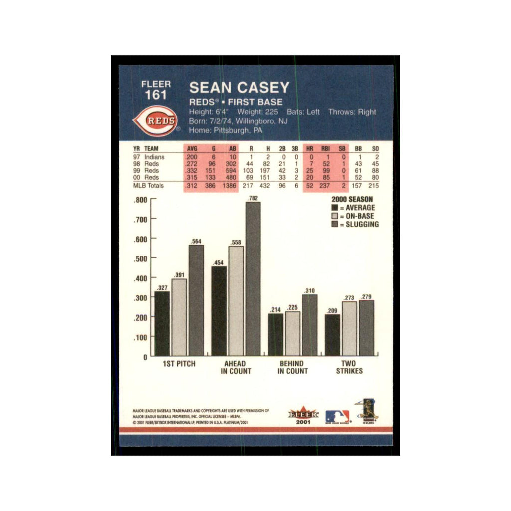 2001 Fleer Platinum Sean Casey Reds #161