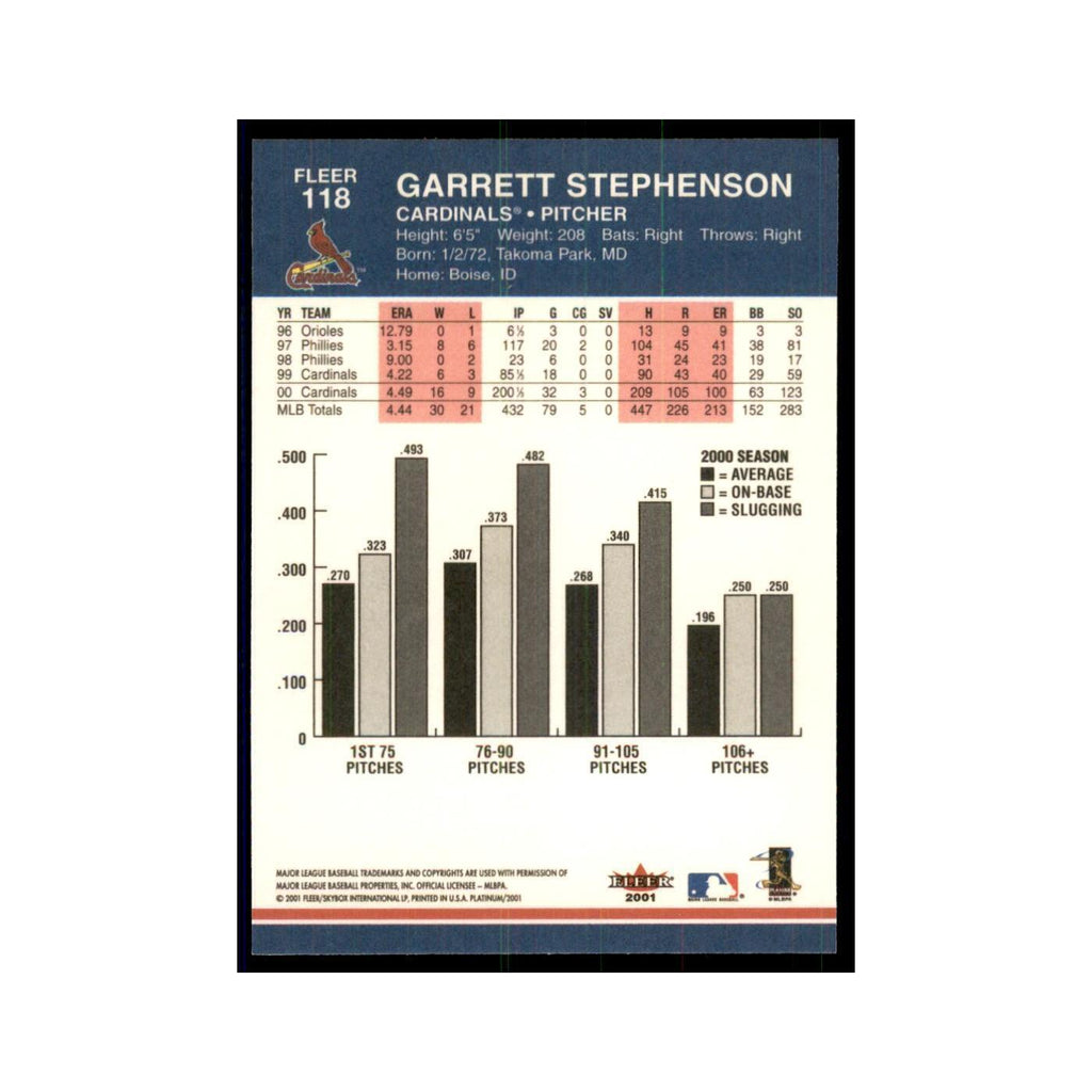 2001 Fleer Platinum Garrett Stephenson Cardinals #118