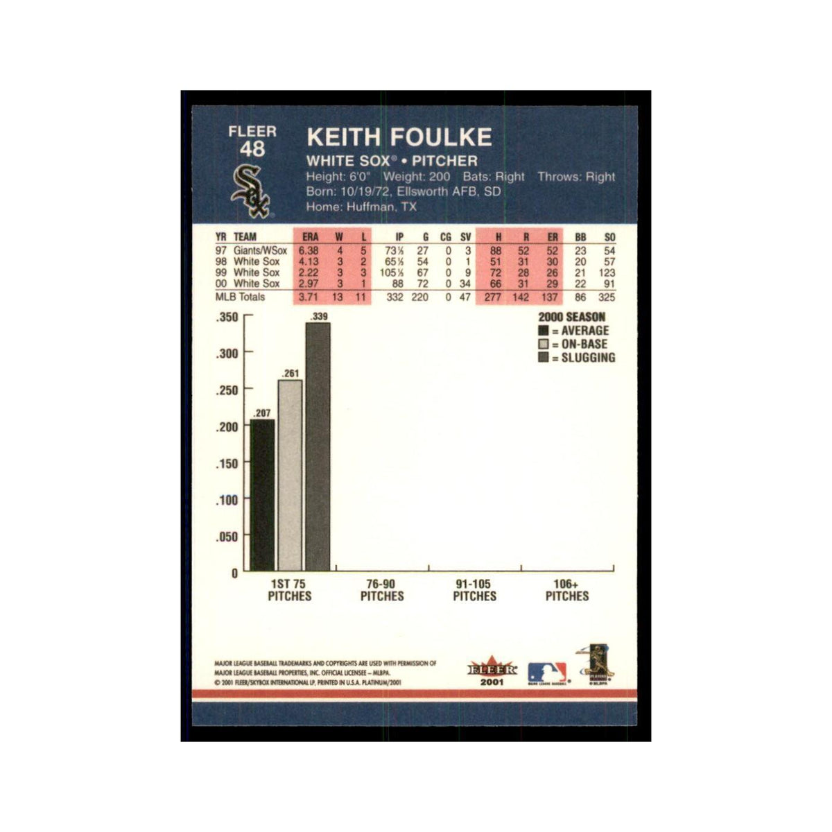 2001 Fleer Platinum Keith Foulke White Sox #48