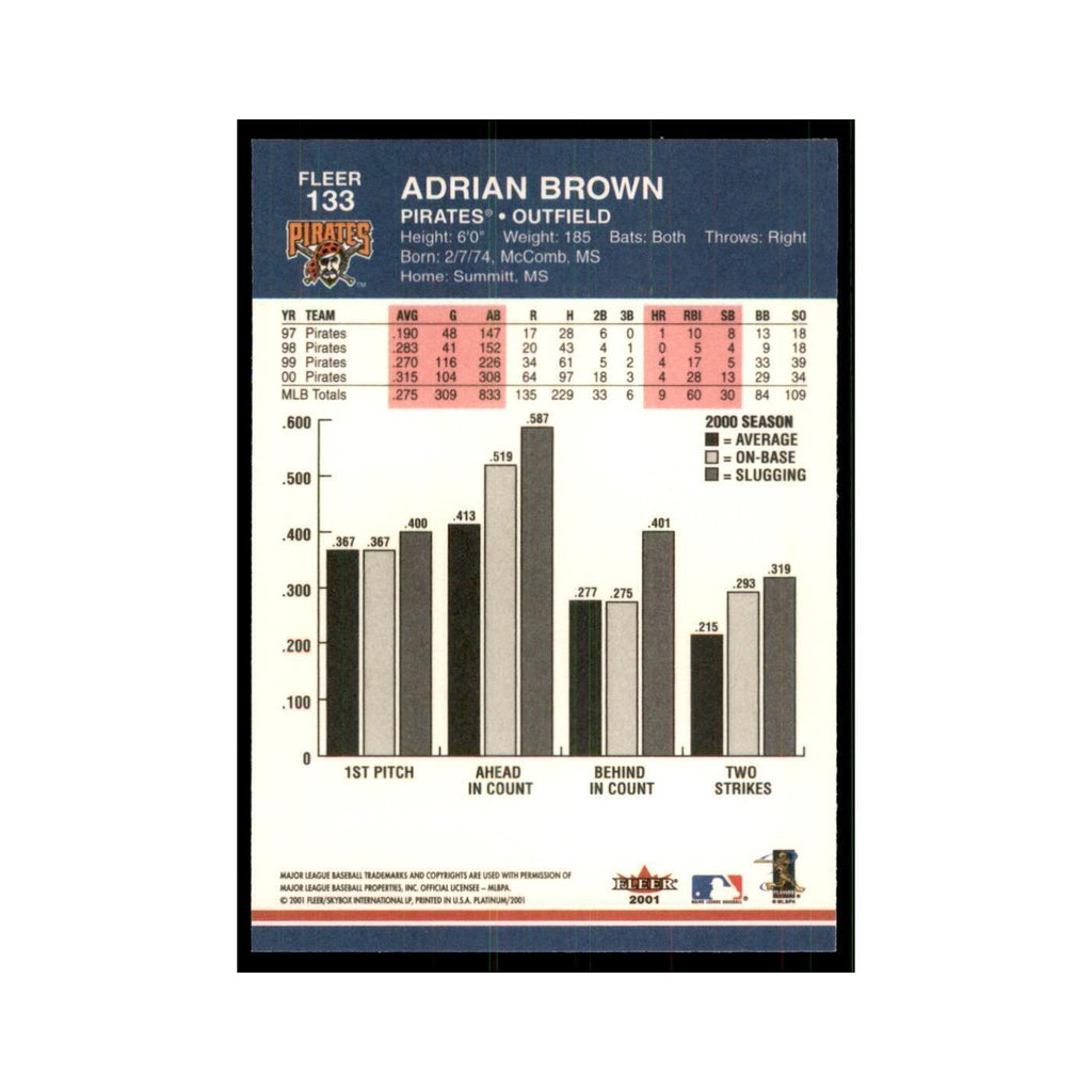 2001 Fleer Platinum Adrian Brown Pirates #133