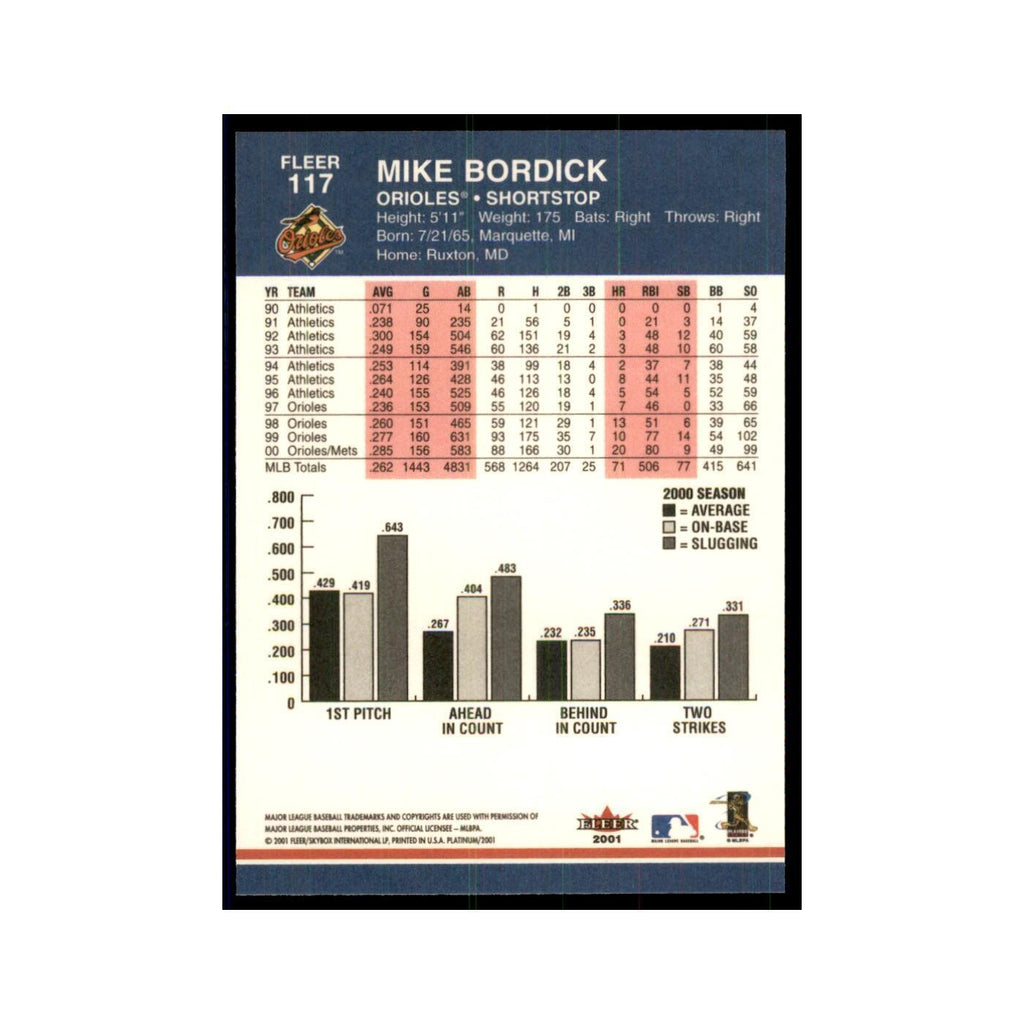 2001 Fleer Platinum Mike Bordick Orioles #117