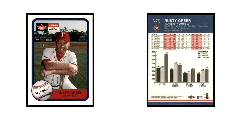 2001 Fleer Platinum Rusty Greer Rangers #116