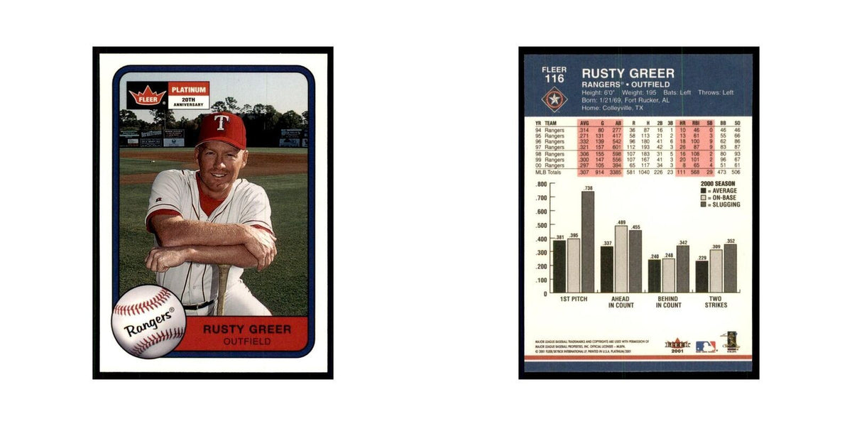 2001 Fleer Platinum Rusty Greer Rangers #116