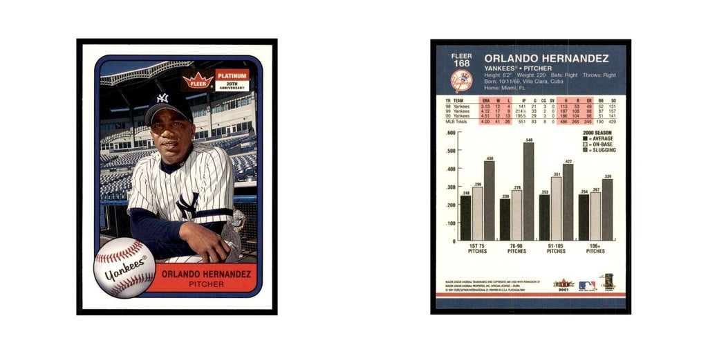 2001 Fleer Platinum Orlando Hernandez Yankees #168