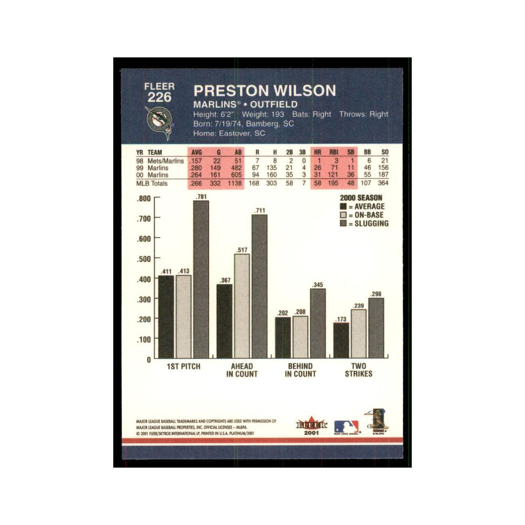2001 Fleer Platinum Preston Wilson Florida Marlins #226